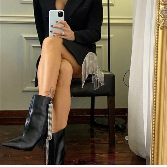Zara black ankle boots faux diamond Nwt 6.5